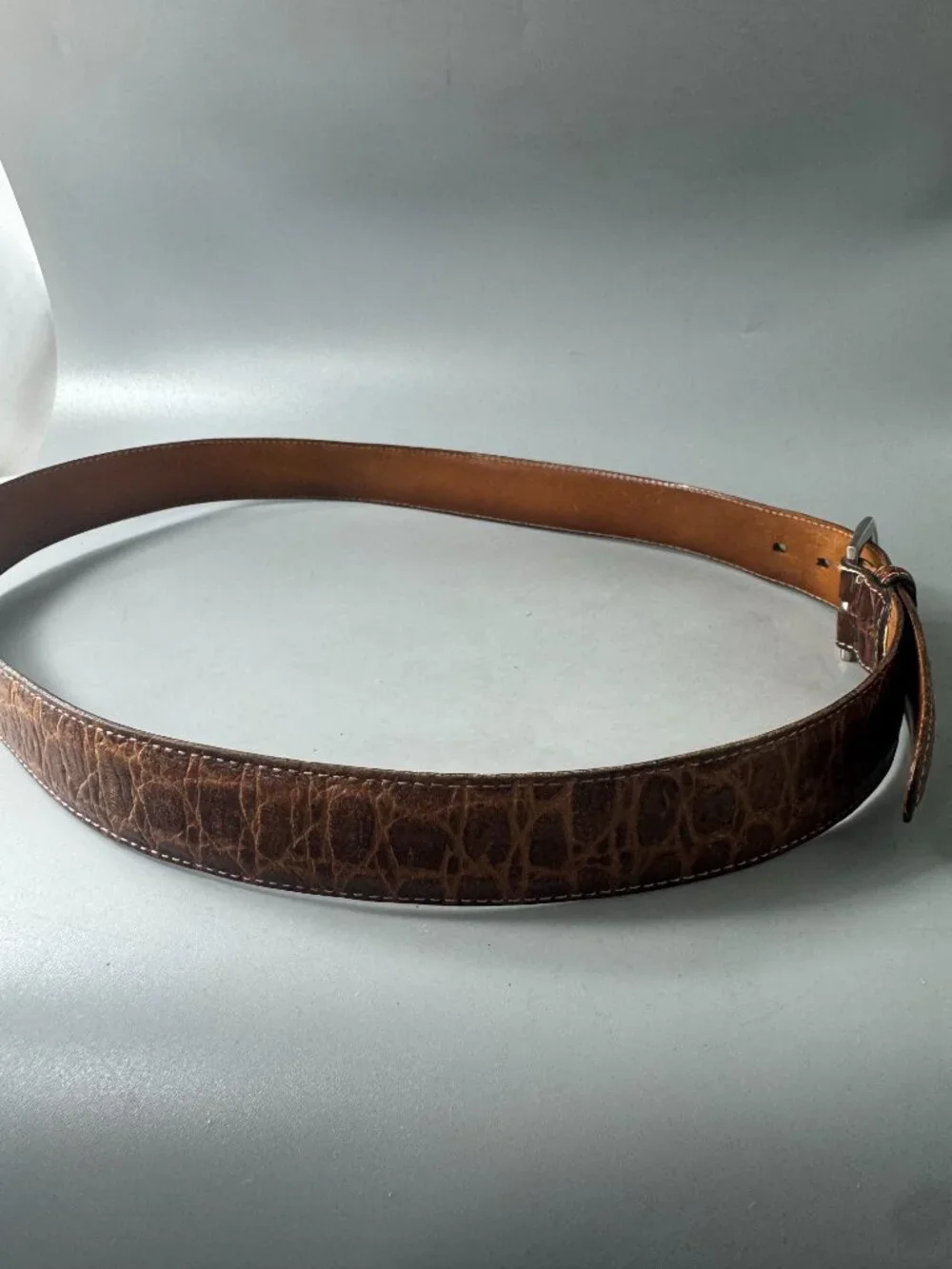 Authenitc Martin Dingman Crocodile Grain Italian Calfskin Men's Belt, Size 95/38